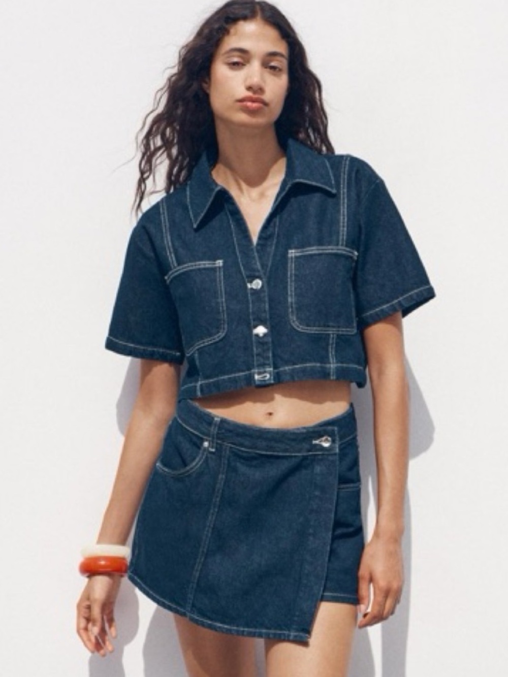 Zara’s NWT denim skort set top NWT skort worn once. Top medium, bottom small
